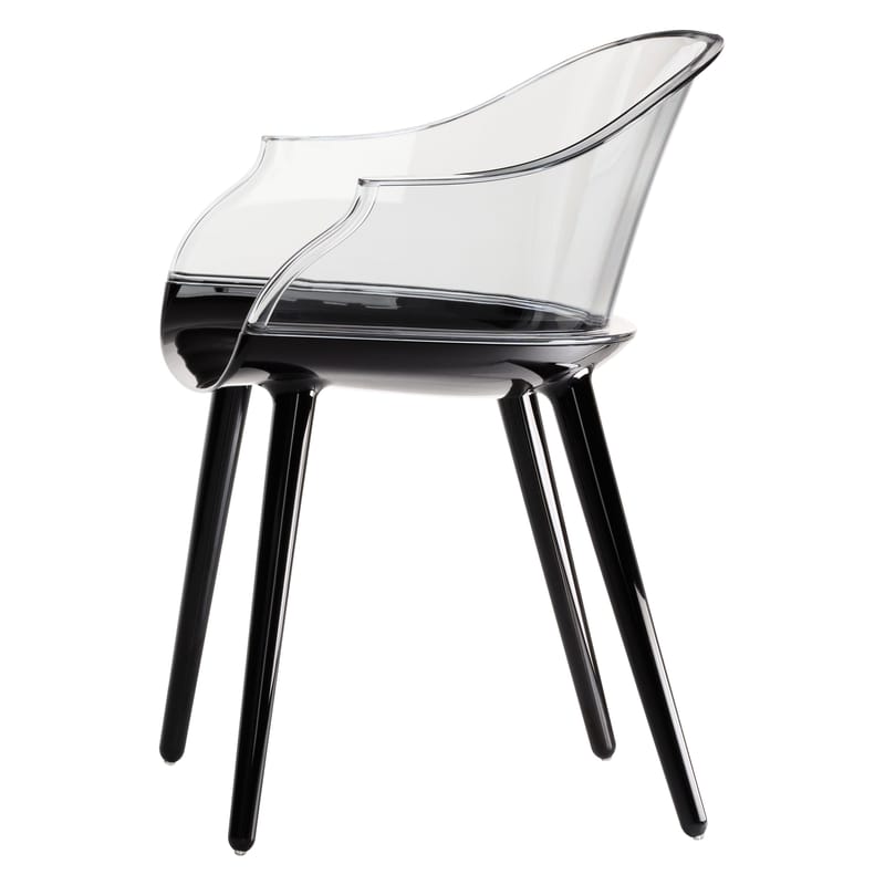 Mobilier - Chaises, fauteuils de salle à manger - Fauteuil Cyborg plastique noir transparent /  Dossier transparent - Magis - Dossier : cristal transparent / Pieds : noir opaque - Polycarbonate