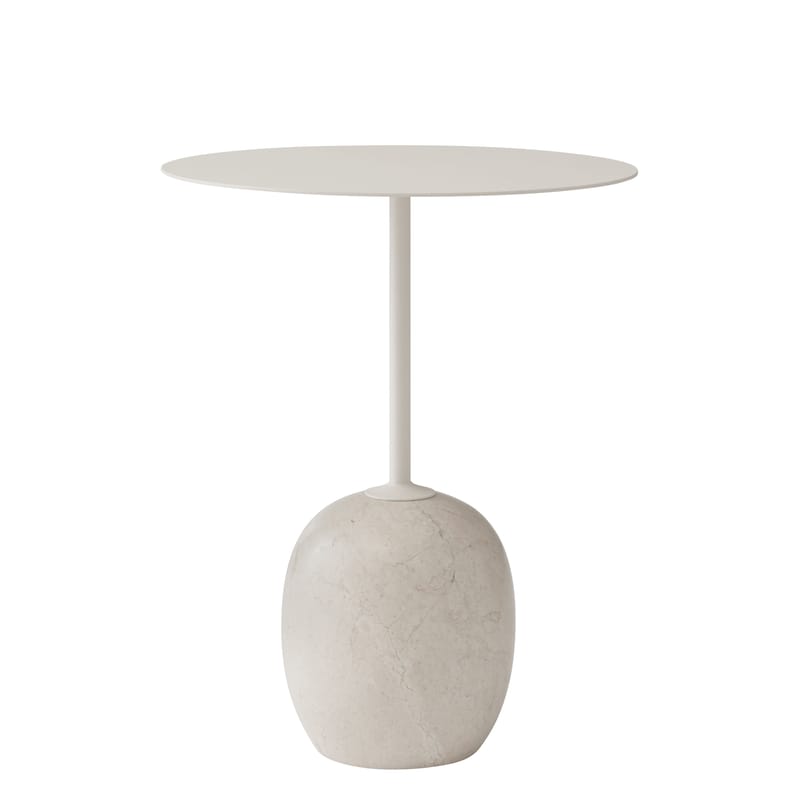 Mobilier - Tables basses - Guéridon Lato LN8 métal pierre blanc beige / Marbre Ø 40 x H 50 cm - &tradition - Plateau ivoire / Marbre crème - Acier peint, Marbre
