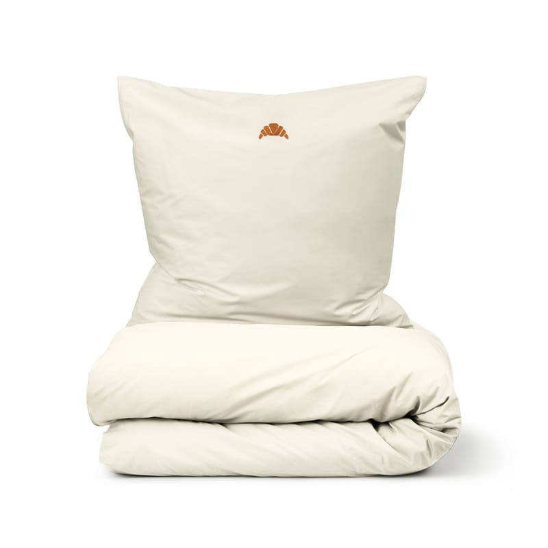 Décoration - Textile - Parure de lit 2 personnes Snooze tissu gris beige / 200 x 220 cm - Normann Copenhagen - Gris chaud / Lazy Morning - Percale de coton OEKO-TEX