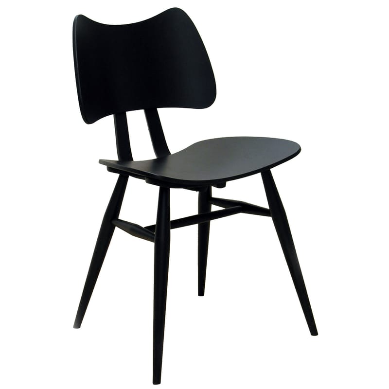 Mobilier - Chaises, fauteuils de salle à manger - Chaise Butterfly bois noir / Réédition 1958 - Ercol - Noir - Contreplaqué de orme, Hêtre massif