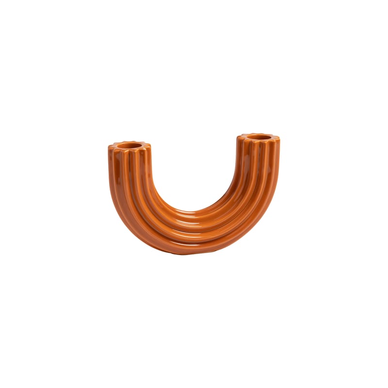 Décoration - Bougeoirs, photophores - Chandelier Churros céramique marron / 16.5 x 4 x H 10.5 cm - & klevering - Terracotta - Céramique