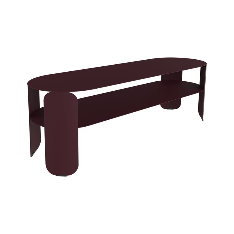 Mobilier - Tables basses - Console basse Bebop métal violet / 120 x 40 x H 42 cm - Fermob - Cerise noire - Acier, Aluminium