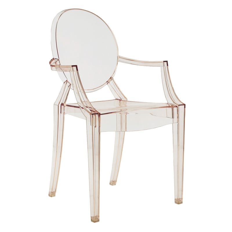 Mobilier - Chaises, fauteuils de salle à manger - Fauteuil empilable Louis Ghost plastique orange / Polycarbonate 2.0 - Kartell - Orange - Polycarbonate 2.14