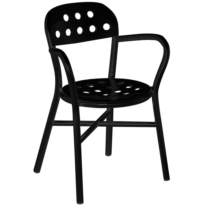 Mobilier - Chaises, fauteuils de salle à manger - Fauteuil empilable Pipe métal noir / Jasper Morrison, 2009 - Magis - Noir - Acier verni, Aluminium verni