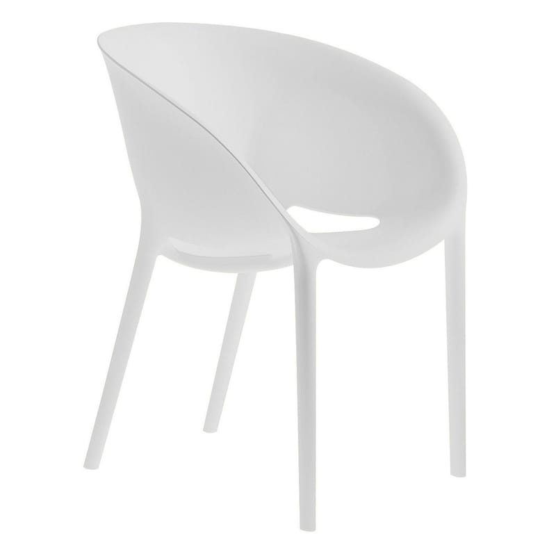 Mobilier - Chaises, fauteuils de salle à manger - Fauteuil empilable Soft Egg plastique blanc - Driade - Blanc - Polypropylène