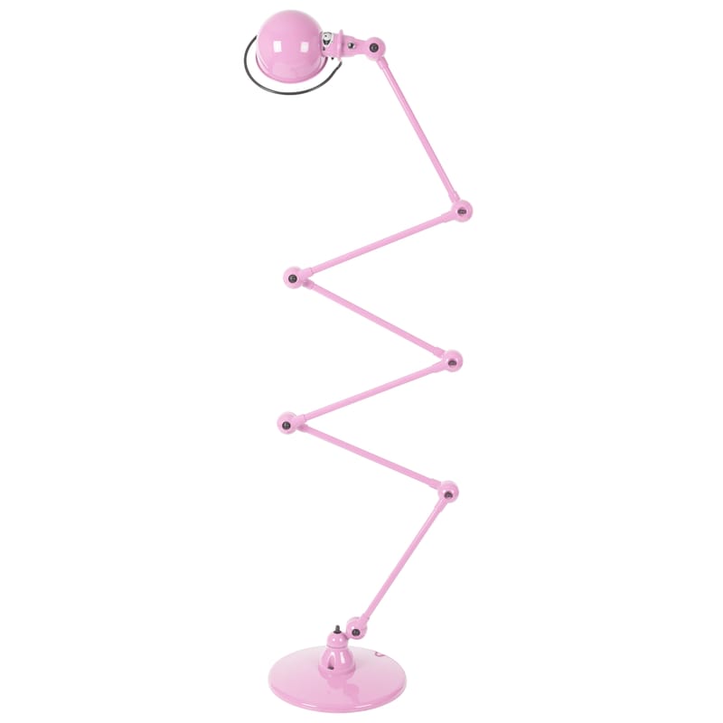 Luminaire - Lampadaires - Lampadaire Loft Zigzag métal rose / 6 bras - H max 240 cm - Jieldé - Rose brillant - Acier inoxydable