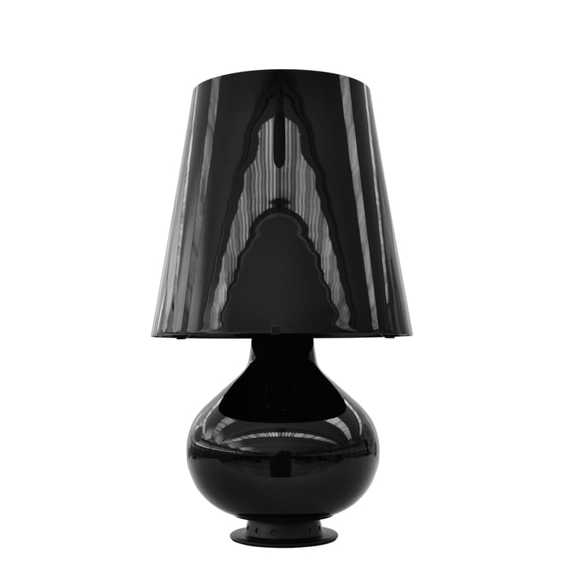 Luminaire - Lampes de table - Lampe de table Fontana Medium verre noir / H 53 cm - Fontana Arte - Noir - Métal peint, Verre soufflé