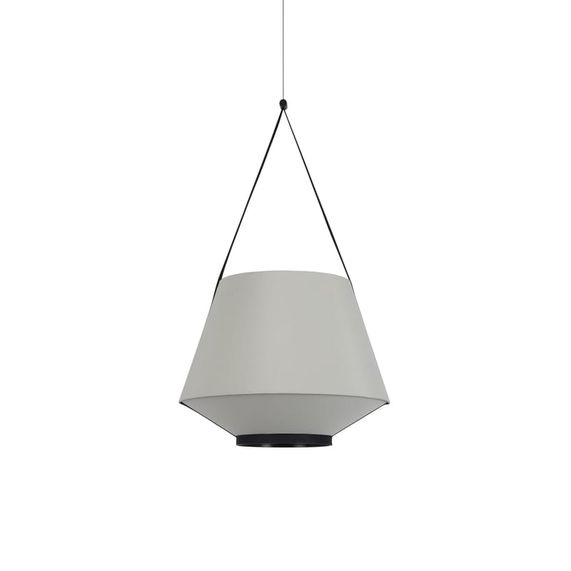 Luminaire - Suspensions - Suspension Carrie Small tissu vert / Ø 45 x H 82 cm - Lin - Forestier - Olive - Lin