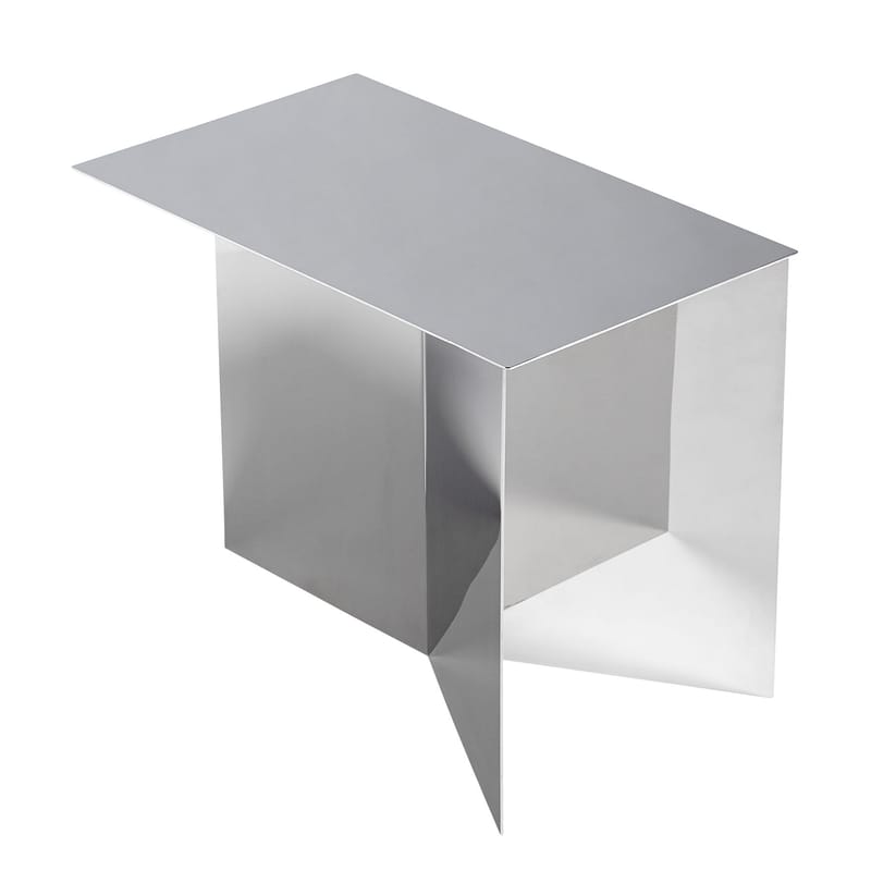 Mobilier - Tables basses - Table d\'appoint Slit Metal Oblong argent métal /  49.5 x 27.5 x H 35.5 cm - Hay - Miroir poli - Acier laqué époxy