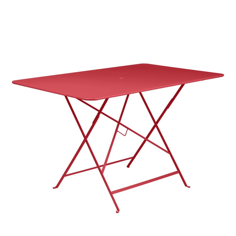 Jardin - Tables de jardin - Table pliante Bistro métal rouge / 117 x 77 cm - 6 personnes - Trou parasol - Fermob - Coquelicot - Acier peint