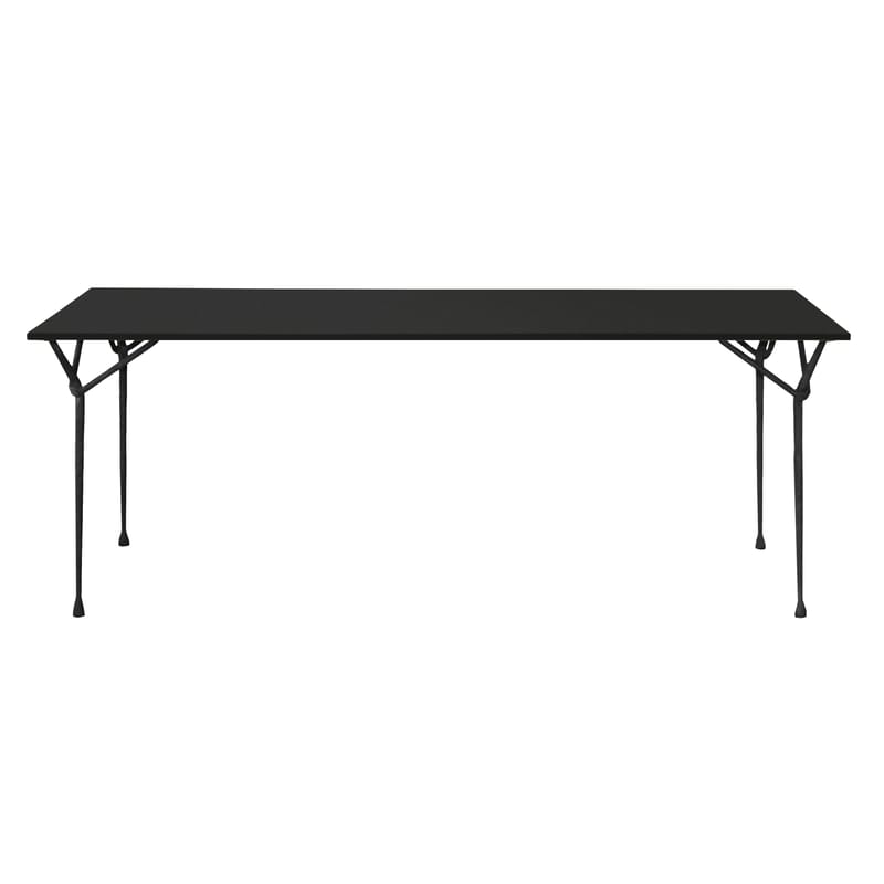 Jardin - Tables de jardin - Table rectangulaire Officina Outdoor  / 200 x 90 cm - Plateau acier / Bouroullec, 2015 - Magis - Acier noir / Pieds noirs - Acier, Fer