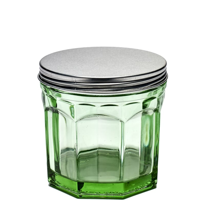 Table et cuisine - Boîtes et conservation - Bocal Fish & Fish Small verre vert métal / H 11,5 cm - Serax - Vert transparent / Couvercle métal - Aluminium, Verre pressé