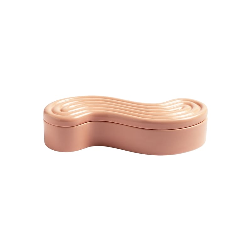 Décoration - Boîtes déco - Boîte Wriggle céramique rose / 23.5 x 7 cm - & klevering - Wriggle / Rose - Porcelaine