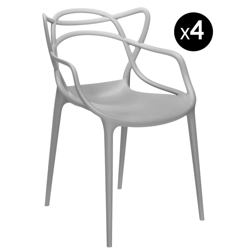 Mobilier - Chaises, fauteuils de salle à manger - Chaise empilable Masters gris / Lot de 4 - Philippe Starck, 2010 - Kartell - Gris clair - Technopolymère thermoplastique recyclé