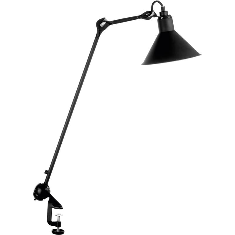 Luminaire - Lampes de table - Lampe d\'architecte N°201 métal noir / Base étau - Lampe Gras - DCW éditions - Abat-jour noir / Bras noir - Acier