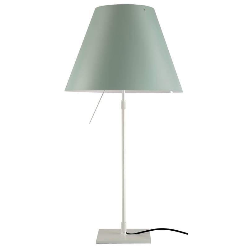 Luminaire - Lampes de table - Lampe de table Costanza plastique vert / H 76 à 110 cm - Luceplan - Vert d\'eau / Pied blanc cassé - Aluminium peint, Polycarbonate