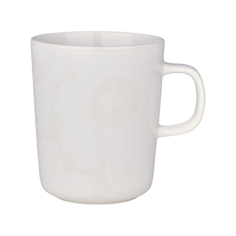 Table et cuisine - Tasses et mugs - Mug Unikko céramique blanc / 25 cl - Marimekko - Unikko / Blanc & naturel - Grès