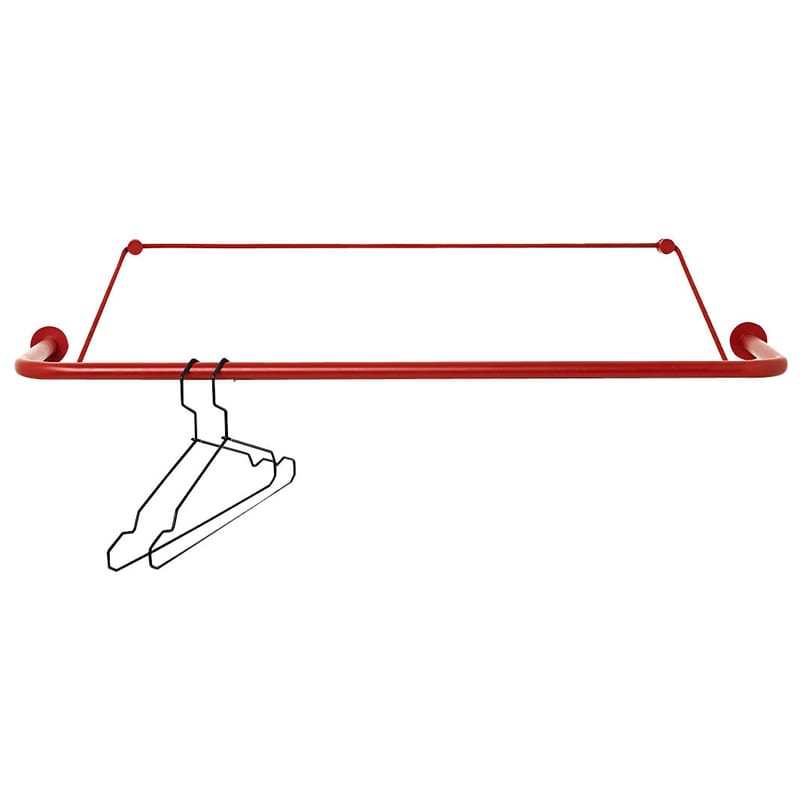 Décoration - Portemanteaux et patères - Portant Gravity métal plastique rouge mural / L 90 cm - Nomess - Rouge - Métal, Polyester