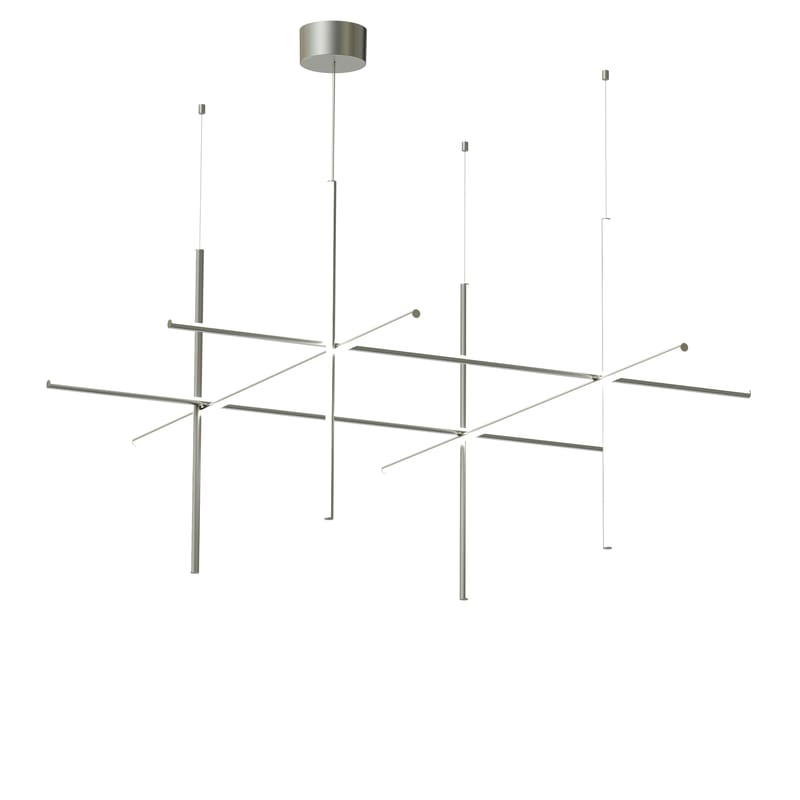 Luminaire - Suspensions - Suspension Coordinates S4 gris argent métal LED / 176 x 176 x H 92 cm - Flos - Argent - Aluminium extrudé