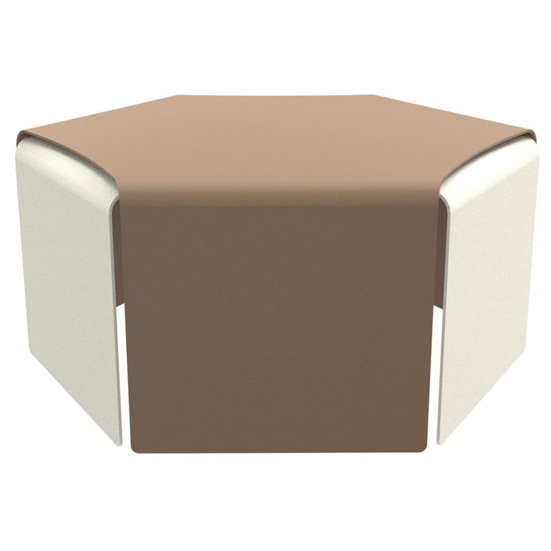 Mobilier - Tables basses - Table basse Ponant métal marron beige / Set de 2 - Empilables - Indoor/ Outdoor - Matière Grise - Sable / Craie - Aluminium peint
