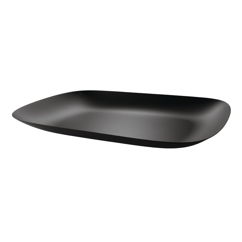 Tableware - Trays and serving dishes - Moiré Tray metal black / Steel - 45 x 34 cm - Alessi - Black - Epoxy steel