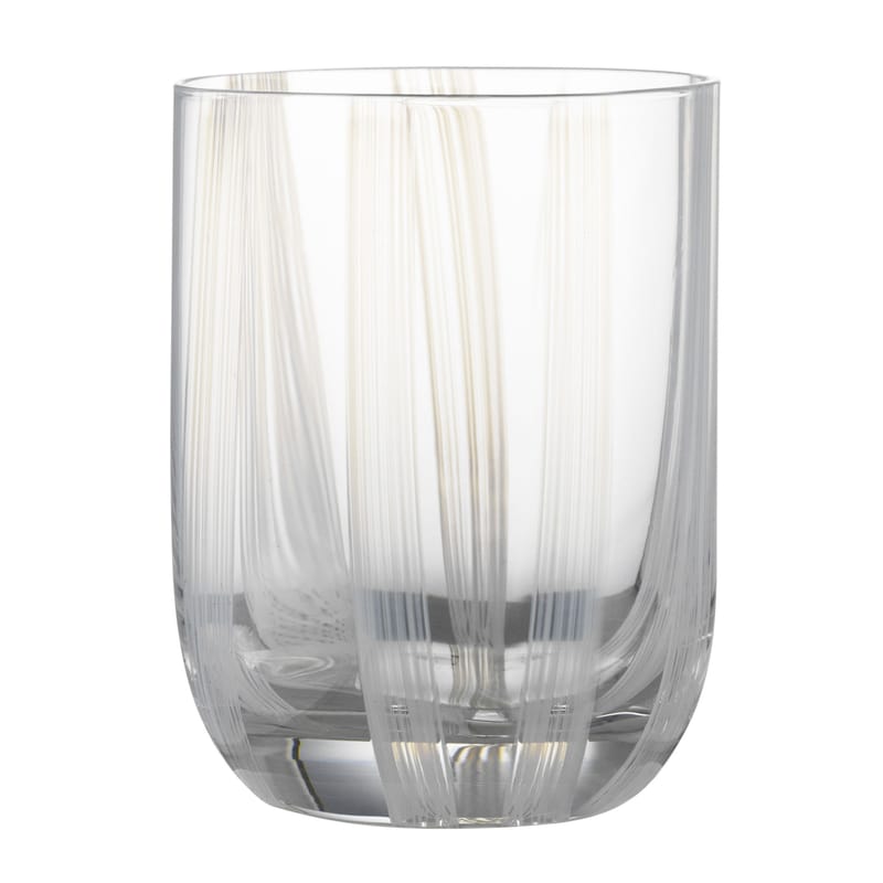 Table et cuisine - Verres  - Verre Stripe verre blanc / 39 cl - Peint à la main - Normann Copenhagen - Blanc - Verre