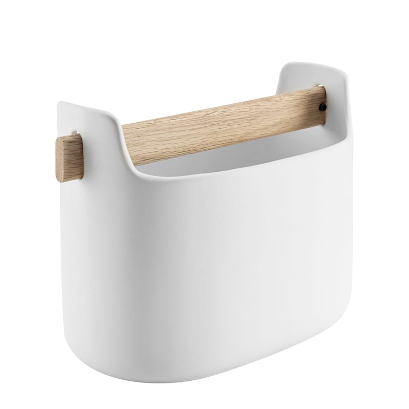 Accessoires - Accessoires bureau - Bac de rangement Toolbox céramique blanc bois naturel / L 19 x H 15 cm - chêne - Eva Solo - Blanc / Chêne - Céramique, Chêne