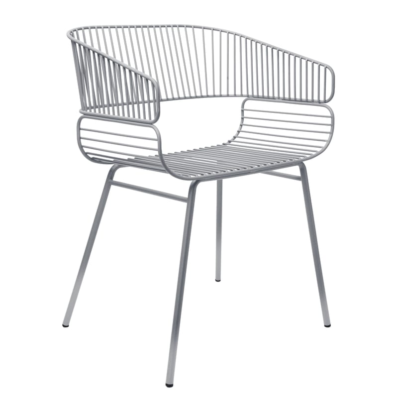 Mobilier - Chaises, fauteuils de salle à manger - Fauteuil Trame métal gris - Petite Friture - Gris clair - Acier thermolaqué