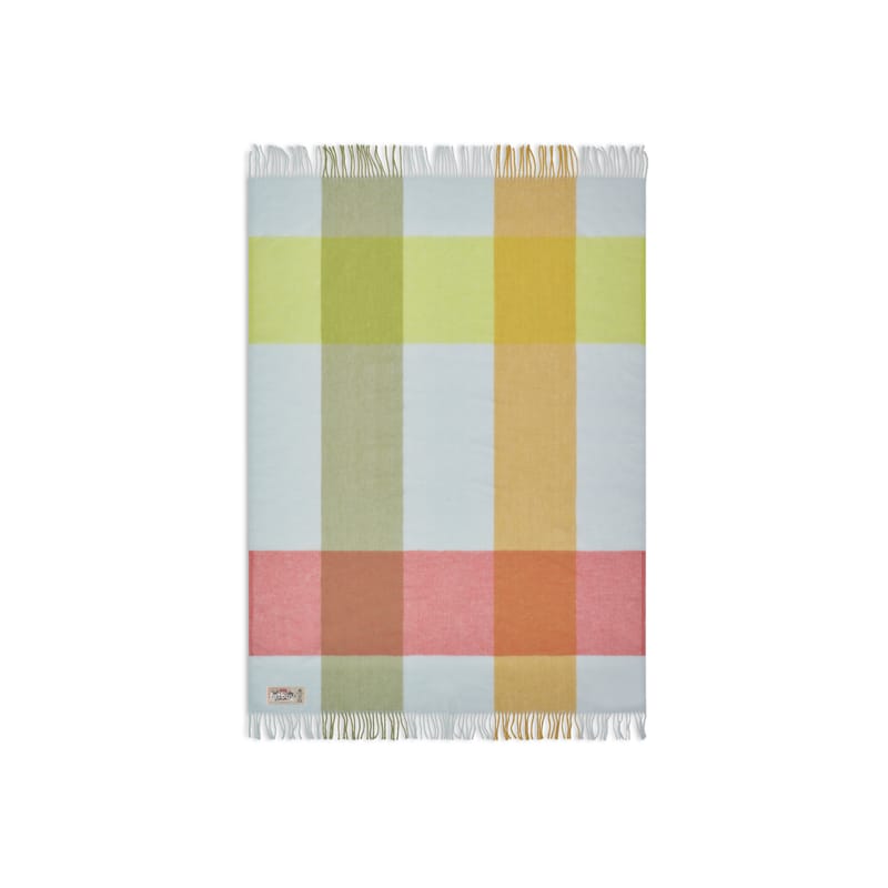 Dossiers - Les bonnes affaires - Plaid Colour Blend tissu multicolore / 100 % pure laine vierge - 185 x 130 cm - Fatboy - Spring (tons bleu pâle, jaune & vert) - Laine