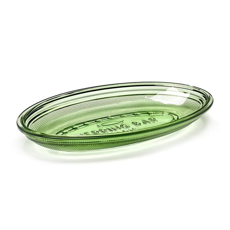 Table et cuisine - Plateaux et plats de service - Plat Fish & Fish Ovale verre vert / 26 x 14 cm - Serax - Vert transparent - Verre pressé
