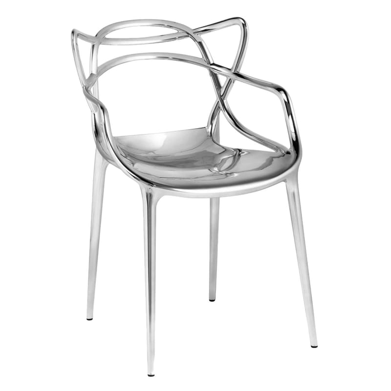 Furniture - Chairs - Masters Stackable armchair - Metallised by Kartell - Chromed - Recycled thermoplastic technopolymer
