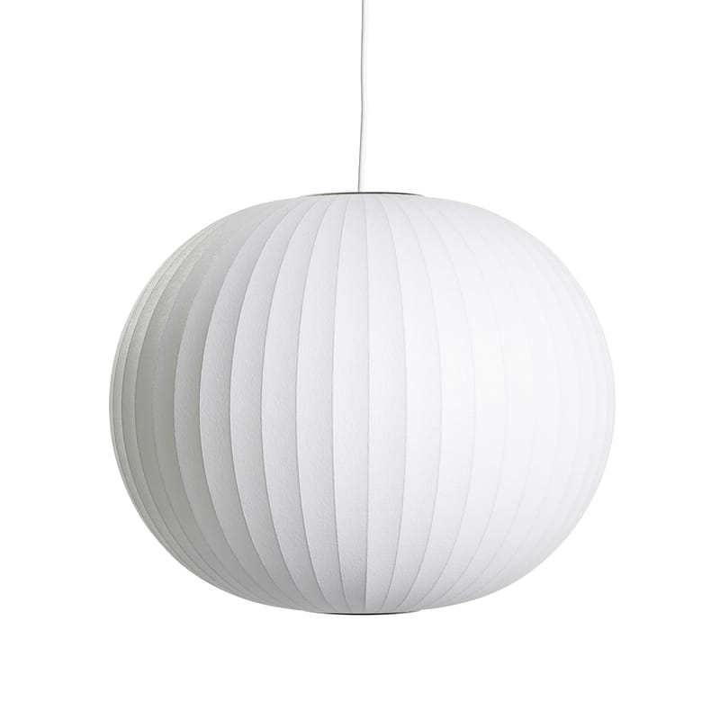 Luminaire - Suspensions - Suspension Bubble Ball plastique tissu blanc / Medium- Motifs verticaux - Hay - Ø 48 cm / Blanc cassé - Acier