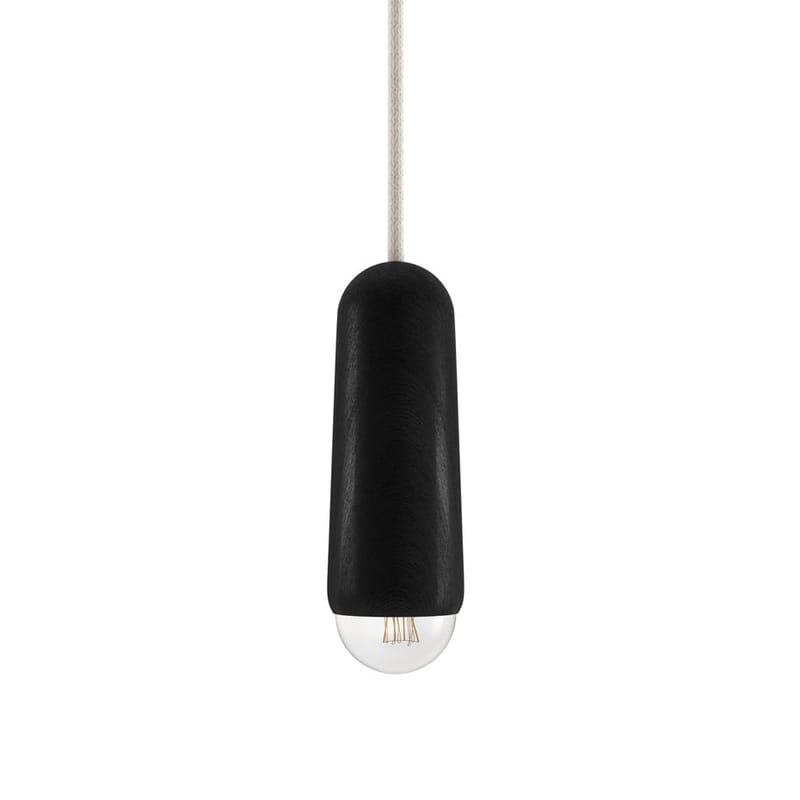 Luminaire - Suspensions - Suspension Luce Long bois noir / Chêne - Ø 6 x H 19 cm - Hartô - Noir - Chêne massif teinté