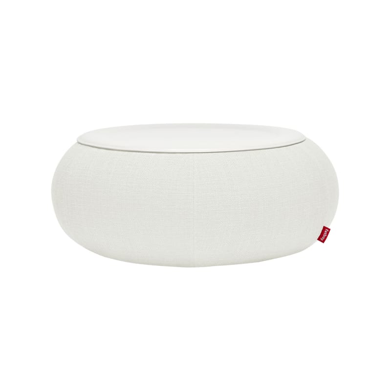 Mobilier - Tables basses - Table basse Dumpty tissu blanc gonflable / Ø 87,5 x H 35 cm - Fatboy - Limestone - Acier, PVC, Tissu