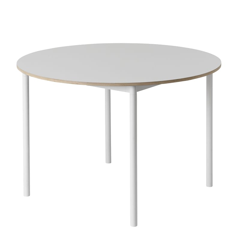 Mobilier - Tables - Table ronde Base bois blanc /Ø 110 cm - Muuto - Blanc - Aluminium extrudé, Contreplaqué, Stratifié