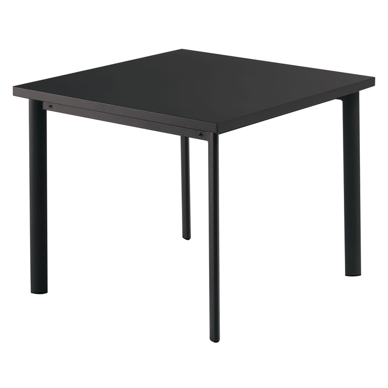 Outdoor - Tavoli  - Tavolo quadrato Star metallo nero / 90 x 90 cm - Emu - Nero opaco - Acciaio verniciato, Inox, Lamiera galvanizzata