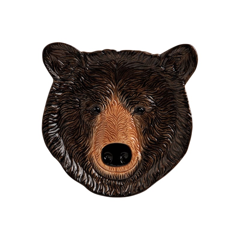 Décoration - Pour les enfants - Assiette à dessert Black bear céramique marron / Ø 18 cm - peint à la main - & klevering - Marron / Ours brun - Porcelaine