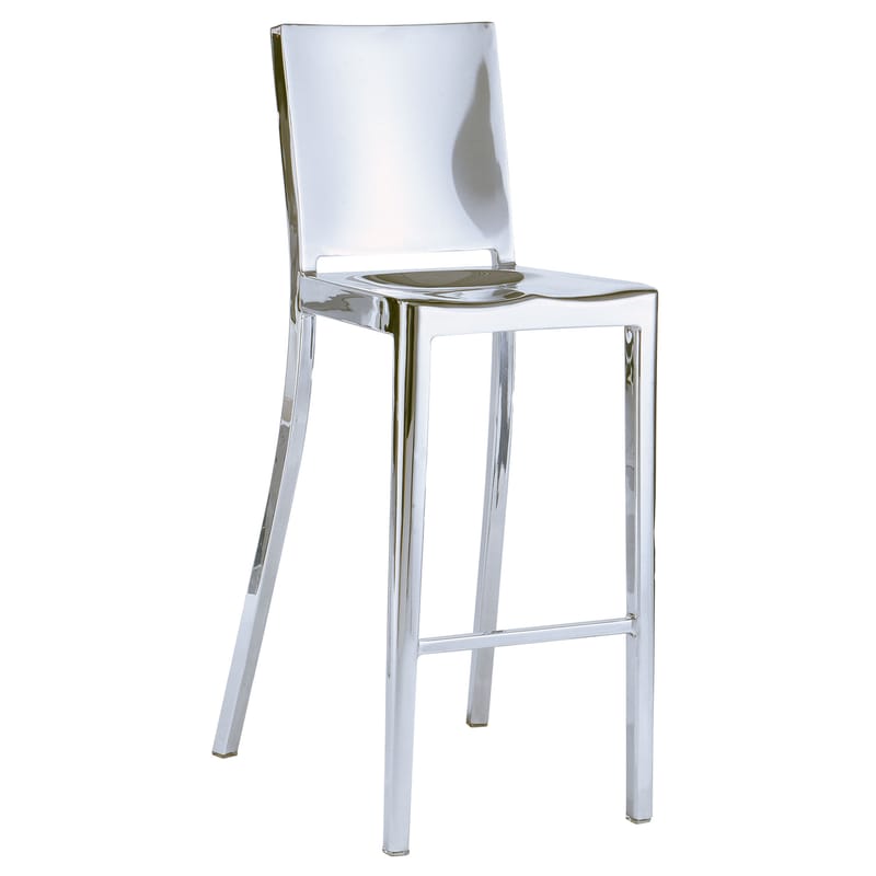 Mobilier - Tabourets de bar - Chaise de bar Hudson Indoor métal / Alu poli - H 75 cm - Emeco - Alu poli (indoor) - Aluminium poli recyclé