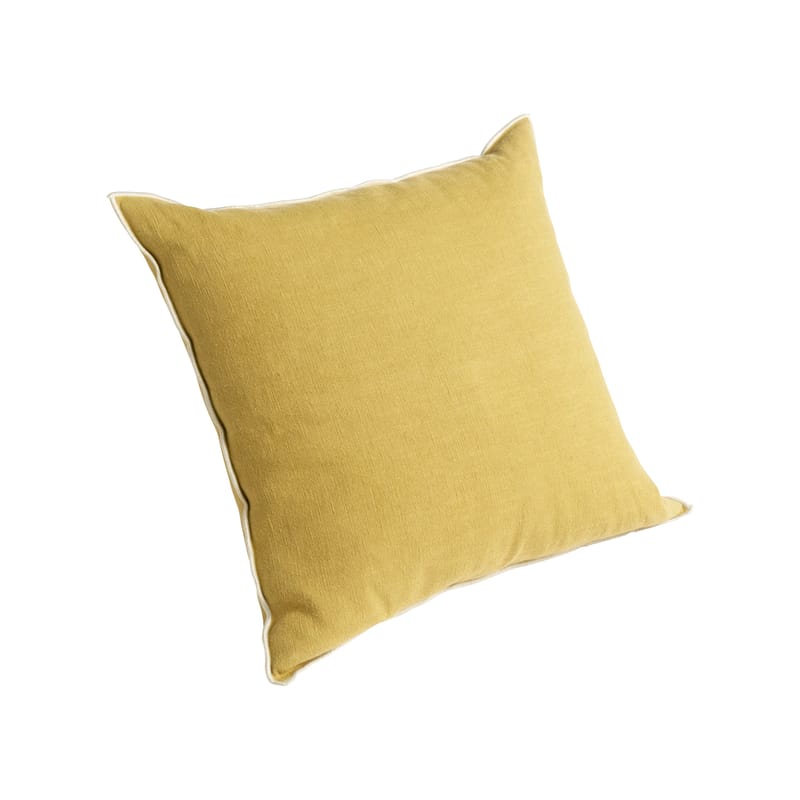 Décoration - Coussins - Coussin Outline tissu jaune / 50 x 50 cm - Hay - Moutarde -  Plumes, Coton, Lin