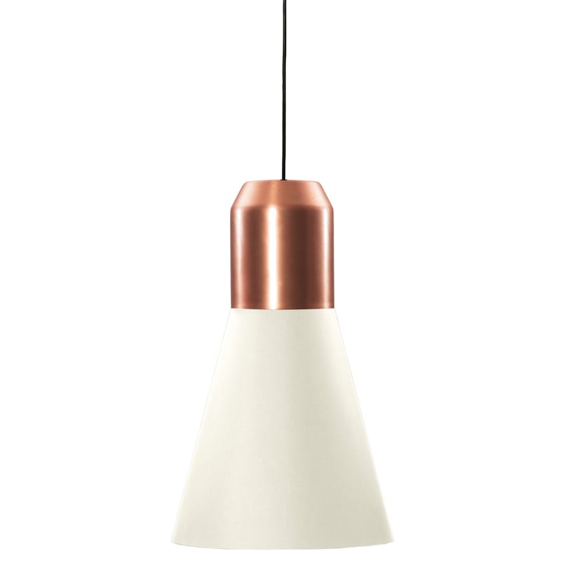 Luminaire - Suspensions - Suspension Bell Light tissu blanc cuivre métal / Ø 32 x H 53 cm - ClassiCon - Blanc & cuivre - Cuivre, Tissu