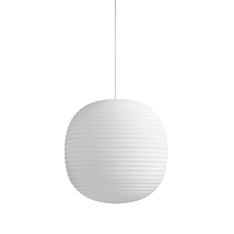 Luminaire - Suspensions - Suspension Lantern Large verre blanc / Ø 40 cm - NEW WORKS - Ø 40 cm - Verre dépoli strié