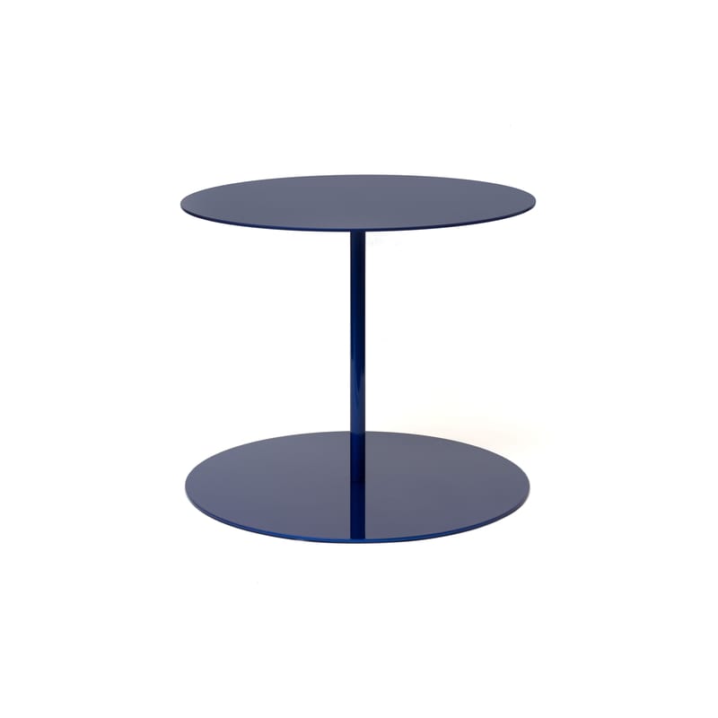 Mobilier - Tables basses - Table basse Gong Lux métal bleu / Giulio Cappellini, 2004 - Ø 50 x H 42 cm / Métal - Cappellini - Bleu métallisé - Métal
