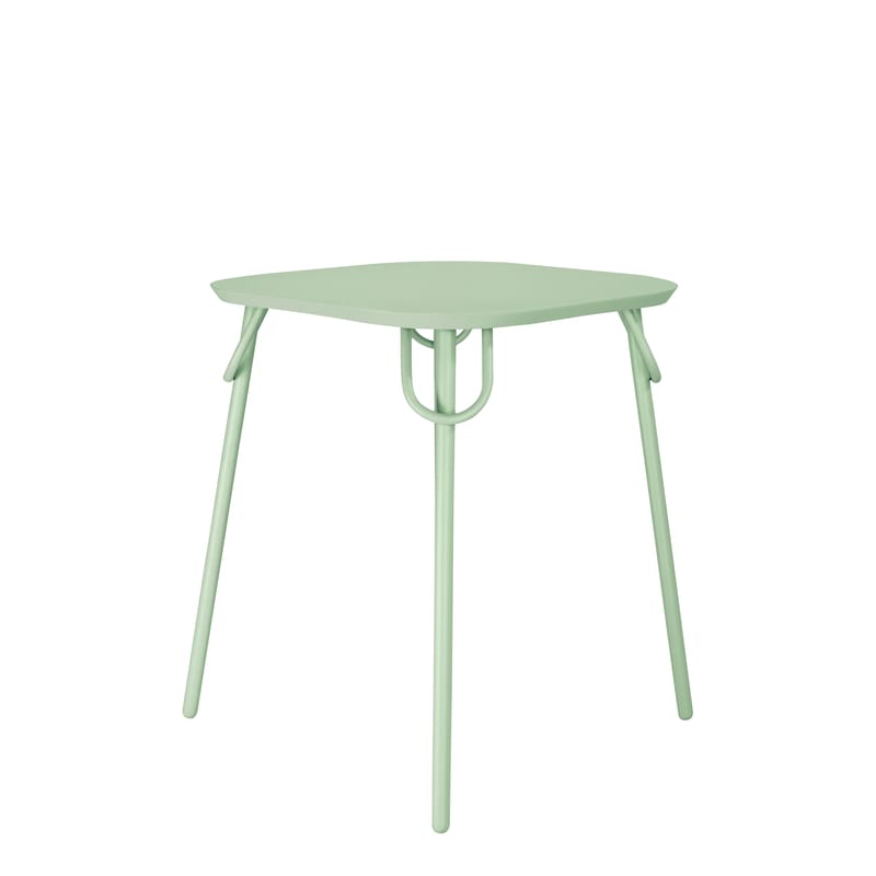 Jardin - Tables de jardin - Table carrée Swim Duo métal vert / 63 x 63 cm - Bibelo - Vert Ciel Vénitien - Acier laqué époxy