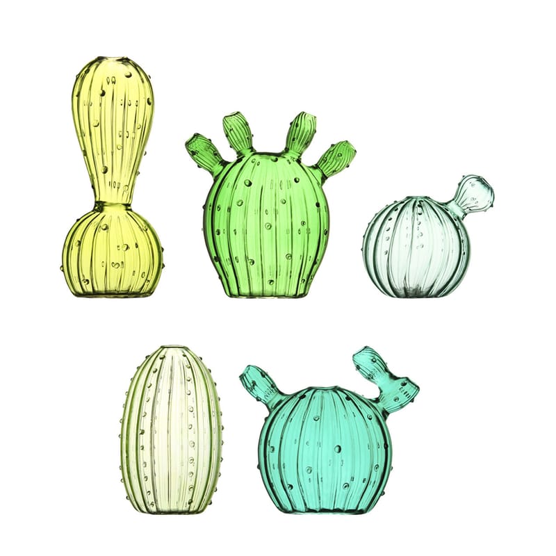 Décoration - Vases - Vase Cactus verre vert / Set de 5 - & klevering - Vert - Verre teinté