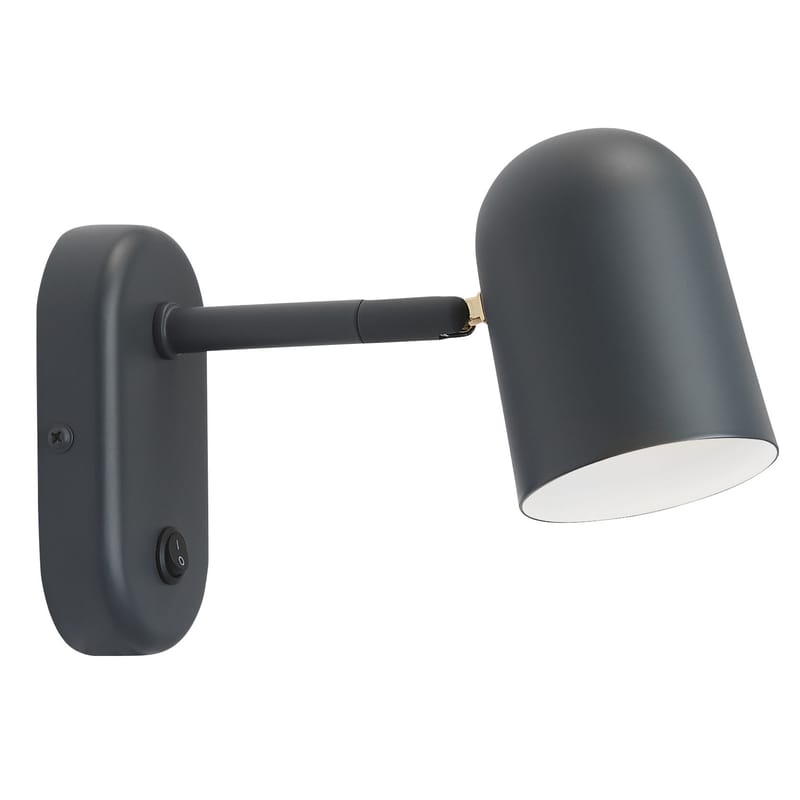 Lighting - Wall Lights - Buddy Wall light with plug metal grey / L 16 cm - Metal - Northern  - Dark grey - PVC, Steel
