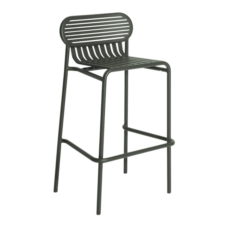 Furniture - Bar Stools - Week-End Bar stool metal green / Aluminium - H 80 cm - Petite Friture - Bottle green - Powder coated epoxy aluminium