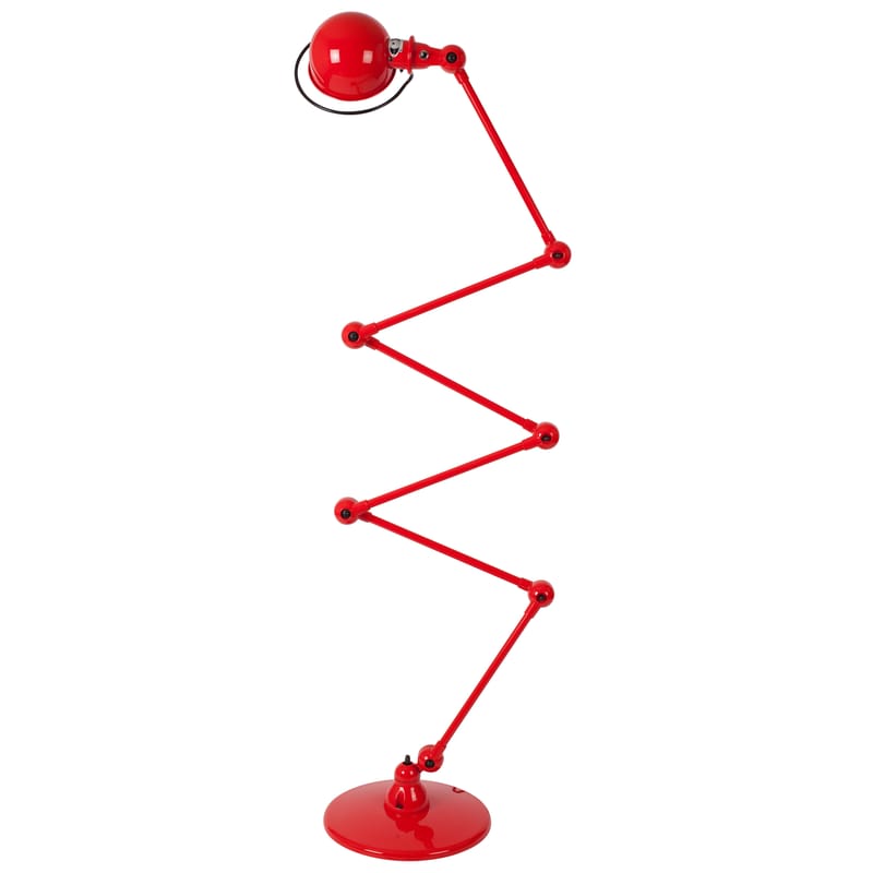 Luminaire - Lampadaires - Lampadaire Loft Zigzag métal rouge / 6 bras - H max 240 cm - Jieldé - Rouge brillant - Acier inoxydable