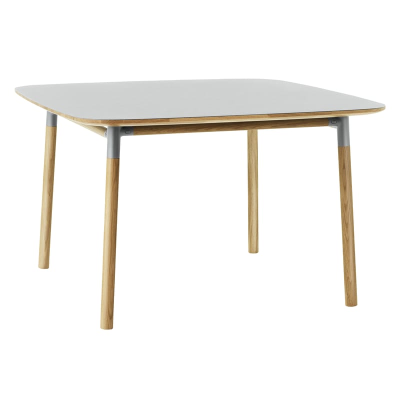 Furniture - Dining Tables - Form Square table plastic material grey natural wood 120 x 120 cm - Normann Copenhagen - Grey / oak - Linoleum, Oak, Polypropylene