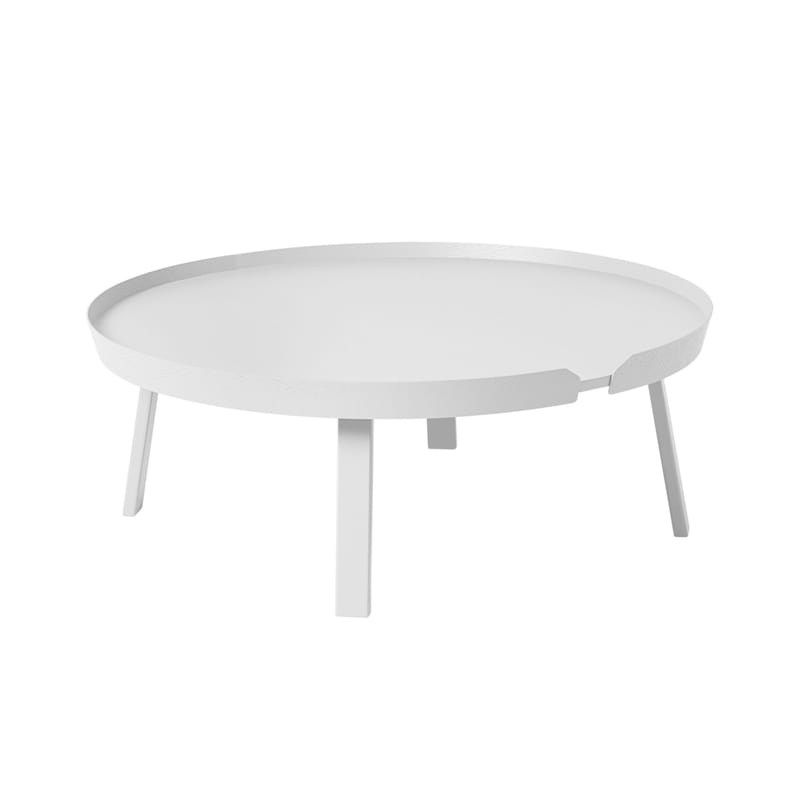 Mobilier - Tables basses - Table basse Around XL bois blanc / Ø 95 x H 36 cm - Muuto - Blanc - Frêne teinté