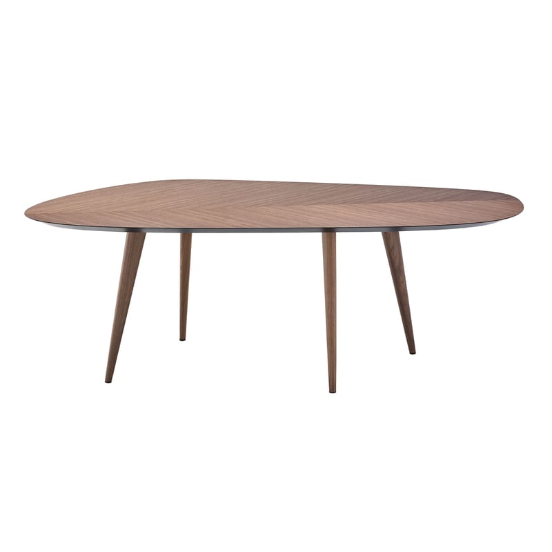 Mobilier - Tables - Table ovale Tweed bois naturel / 213 x 102 cm - Zanotta - Noyer / Dessous plateau : noir - Bois plaqué noyer, Noyer massif